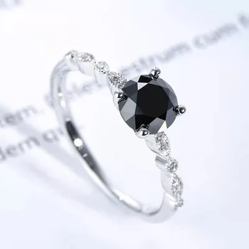 Fashion style 14K Gold 1ct Black color Moissanite diamond ring woman ring for party