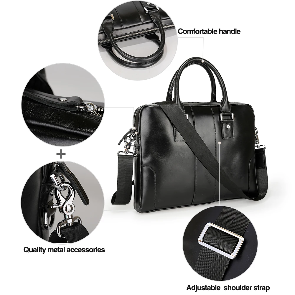 Hot Sale Genuine Leather Handbag Slim Real Leather Business Computer Laptop Bag Leather Cow Hide Pure Cowhide Briefcase