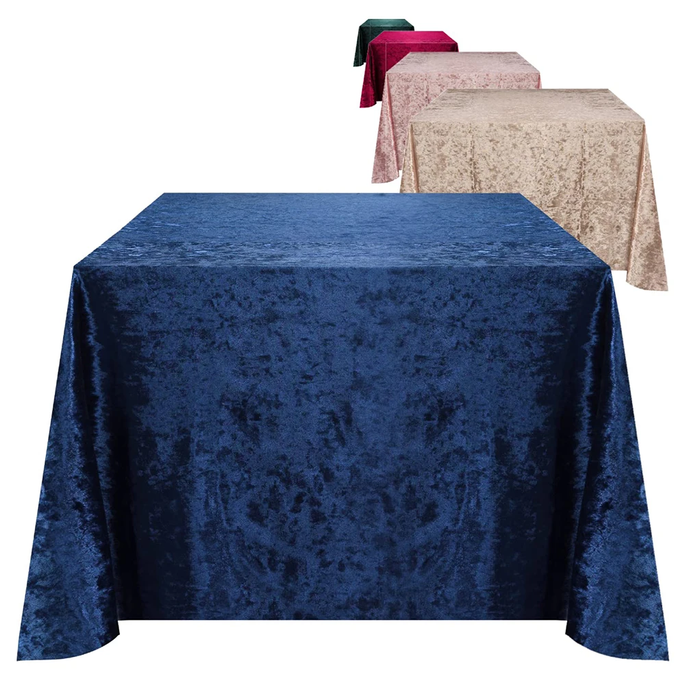 Beauty Shimmer Table Cloth 60 X 120 Inch Royal Blue Velvet Crushed Rectangular Tablecloth