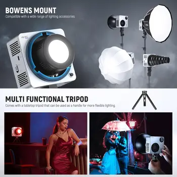 NEEWER HB80C RGBWW LED Video Light with Built-in 72Wh Battery & 100W PD Fast Charging, 80W Mini RGB COB Continuous Output product image