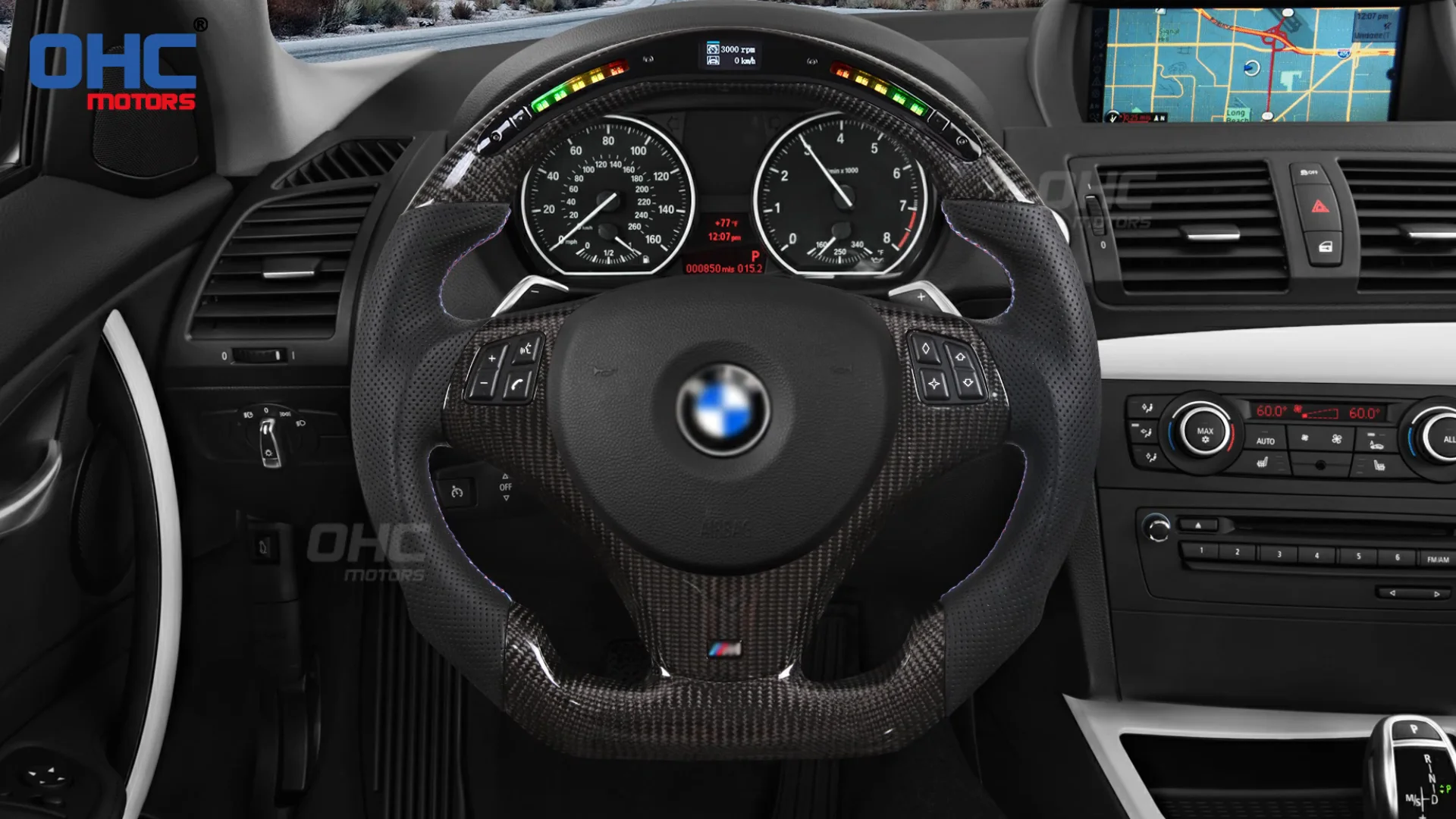 Car Steering Wheel For Volante Bmw 3 Series 335i E90 E91 E92 E93 M3 Lenkrad M Sport Led Rpm