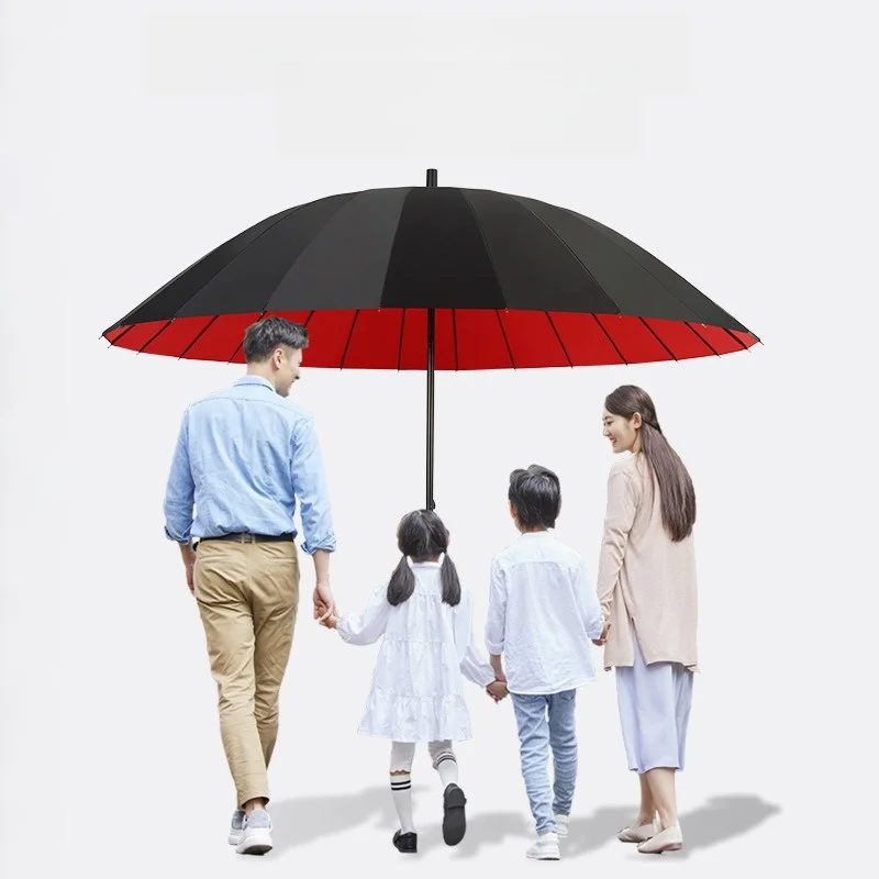 24-inch Straight Rod Semi-automatic Umbrella for Business Men
