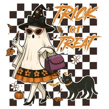 Trick Treat Happy Halloween Design Spooky for DTF Print Heat Press Transfer Stickers New Arrival for Garment with Hotfix