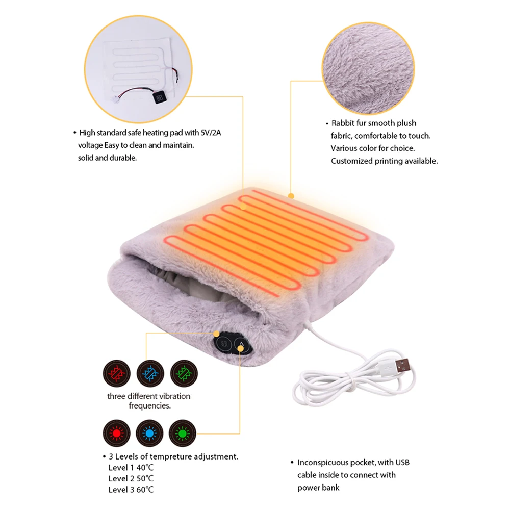Custom Brand USB Electric Foot Warmer 30x30cm Heating Pad