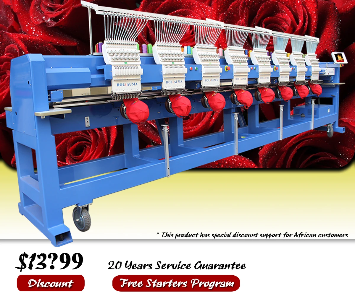 Fully Automatic 8 Heads Holiauma Embroidery Machine Price With 15 Needle Eight Ca P Flat