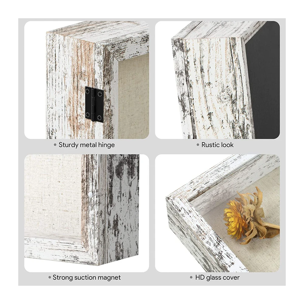 8x10 Shadow Box Frame With Linen Back Distressed White Rustic Picture