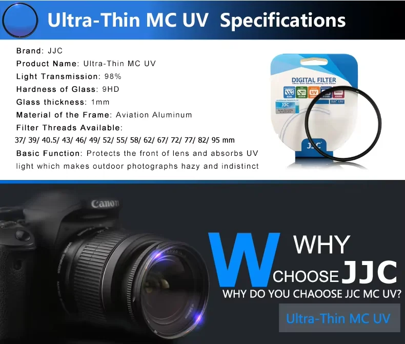 JJC 77mm UV Filter MC Ultra Slim Multi Coated Lens Filter