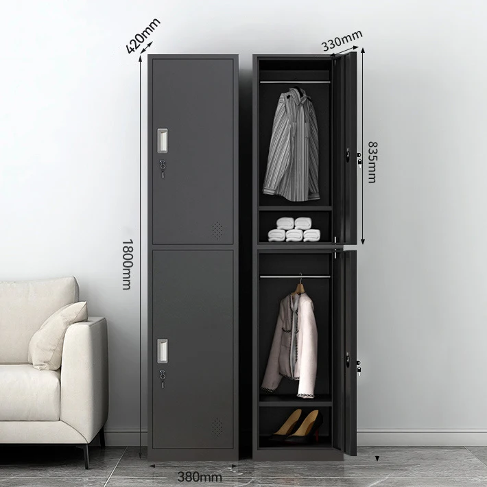 Black Steel Locker Single Door for Gym, School, and Office Storage