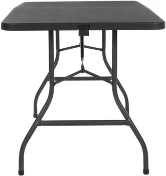 Black Folding Table Plastic Fold-in-Half Utility Picnic Table Plastic Dining Table Indoor Outdoor for Camping