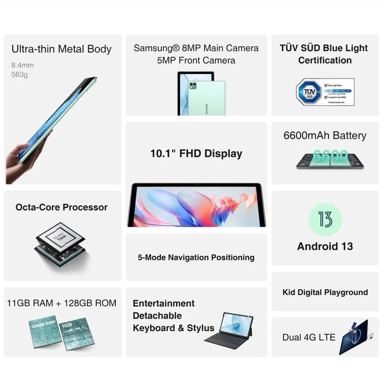 DOOGEE T10S Tablet - 10.1 Inch Android Tablet with 6GB RAM