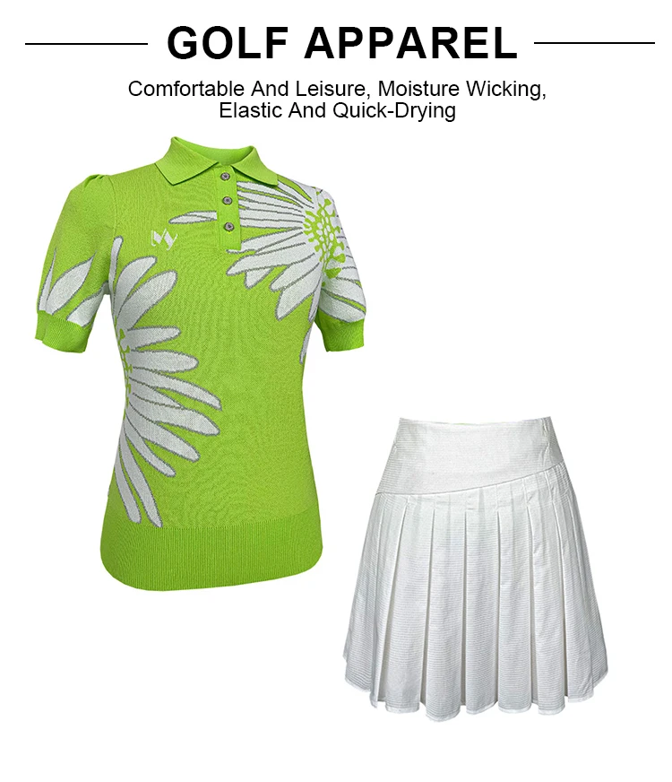 2 Piece Girls S/S Golf Green Top & Shorts main image 1