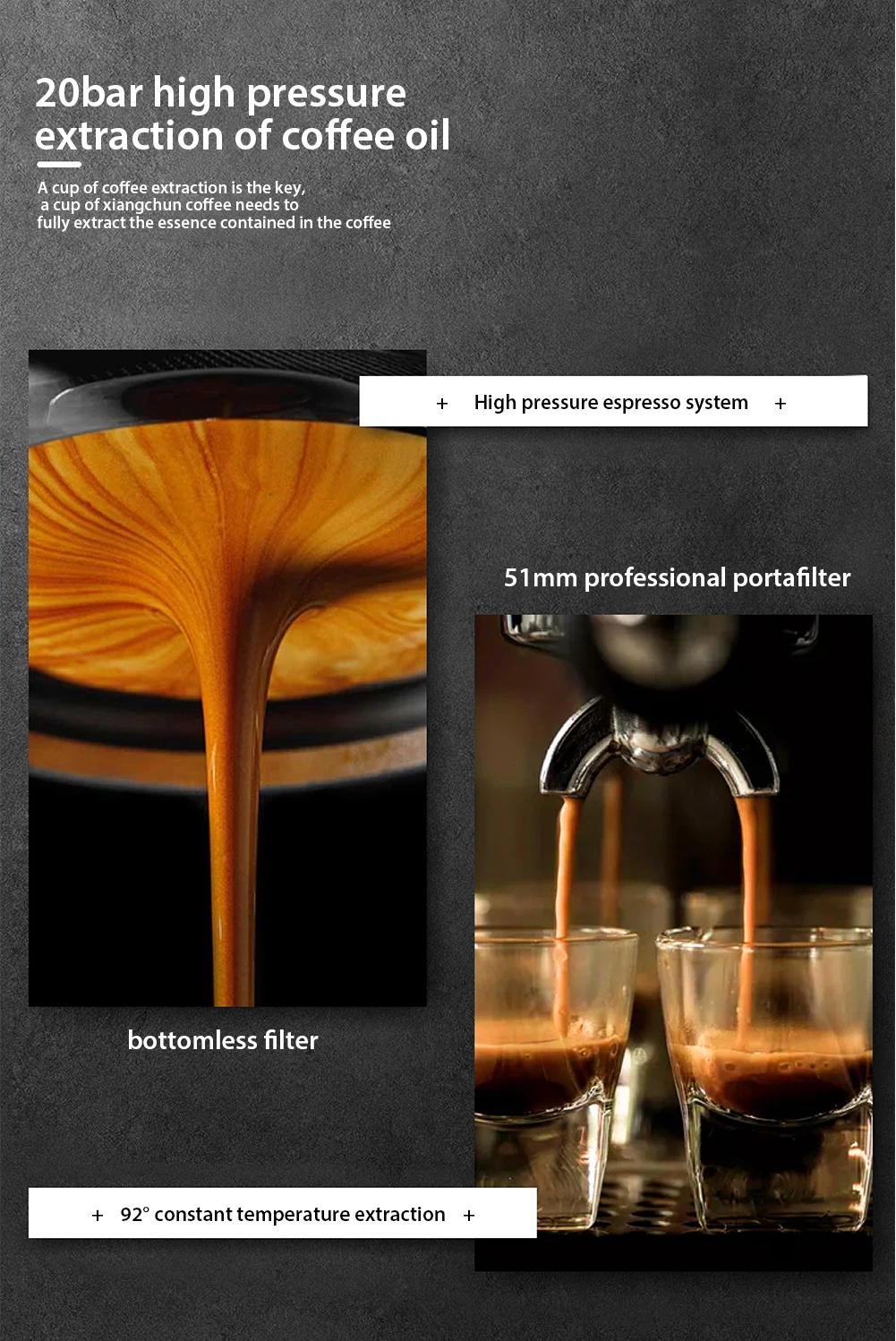 Semi-Automatic 20 Bar Express Espresso Machine 58mm Group Profesional Expresso Machine Coffee Maker for Business Beginner