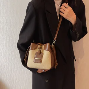 Minissimi Low MOQ Solid Color Durable Askili Canta Vintage Daily High Quality Designer Bags Bucket Women Crossbody Bag
