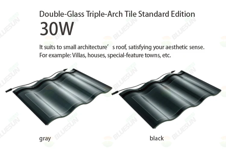 Solar Energy Roof Tiles - 30W Double Glass Solar Floor Tile for Villa ...