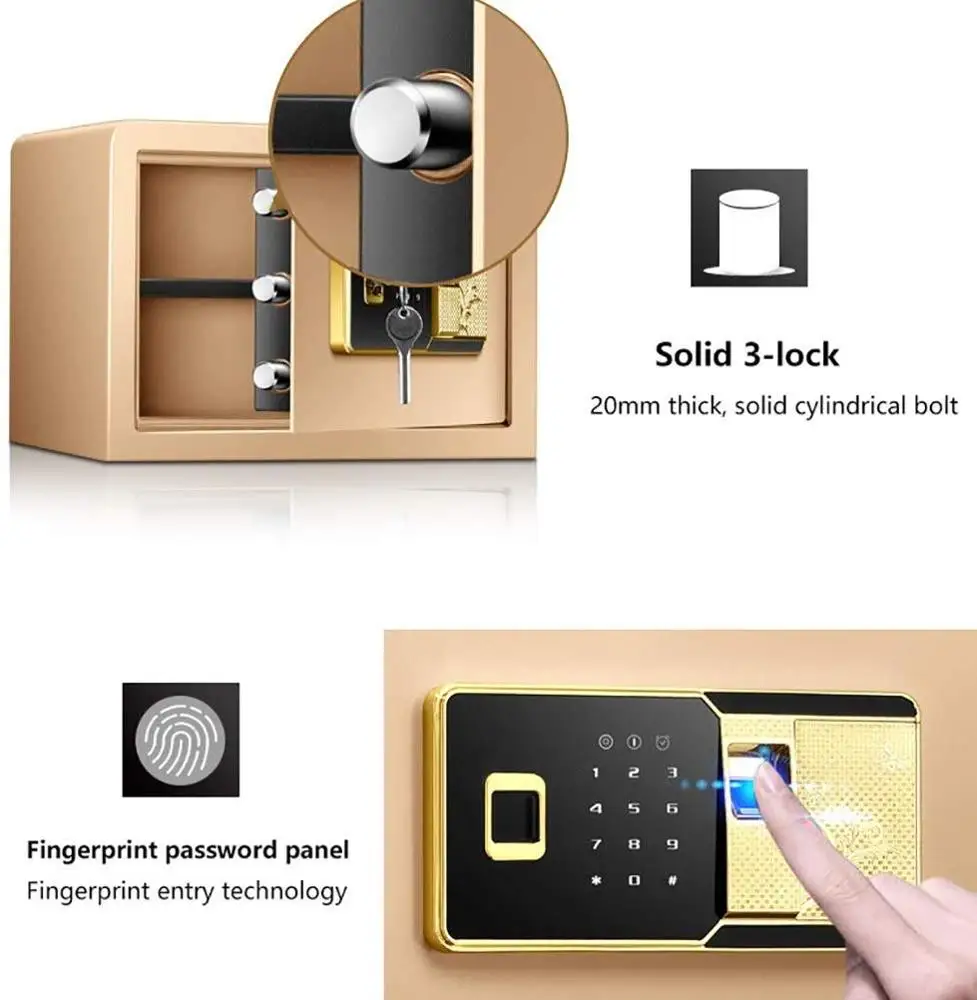 
Небольшой стальной Сейф zhenzhi, ящики для шкафов для дома, офиса, гостиницы, блокировка по отпечатку пальца, Сейф 