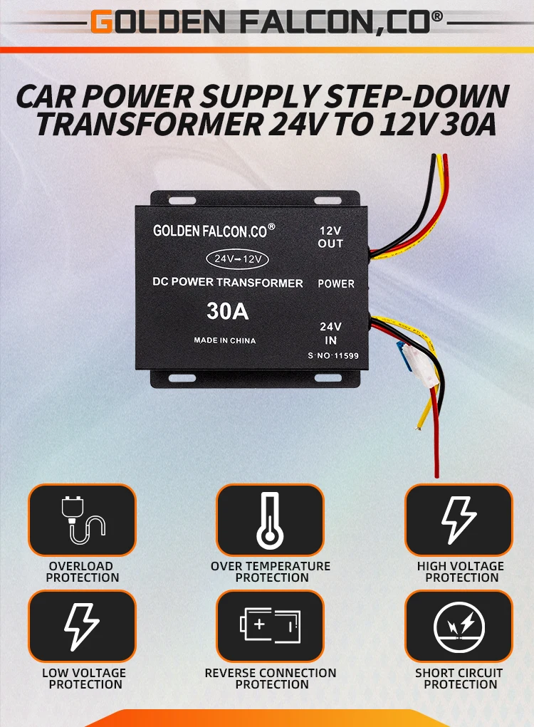 Car Converter 30a Car Step Down Transformer Dc24v To 12v Car Power