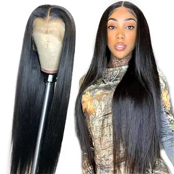 Wholesale Indian Hair Transparent Lace Wig Long Glueless Shy Double Drawn Virgin Hair Straight Swiss Lace Hd Lace Frontal Wig