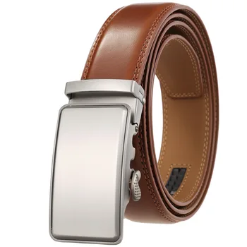 New Design Brown Custom Ratchet Belt Mens Leather Belts Adjustable Automatic Belt