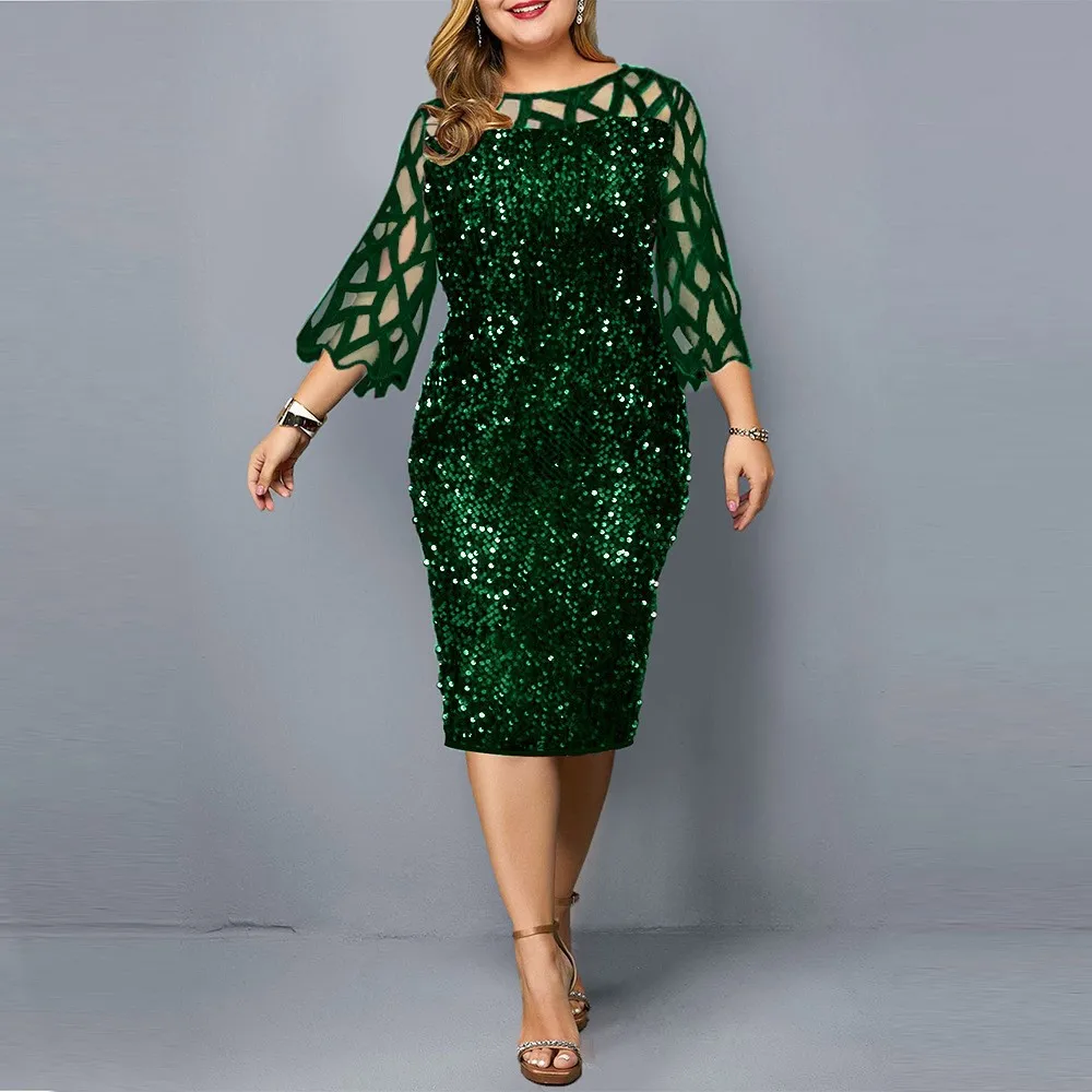 Bh837 Women Fashion Plus Size Sequin Party Formal Dress - Buy Party ...