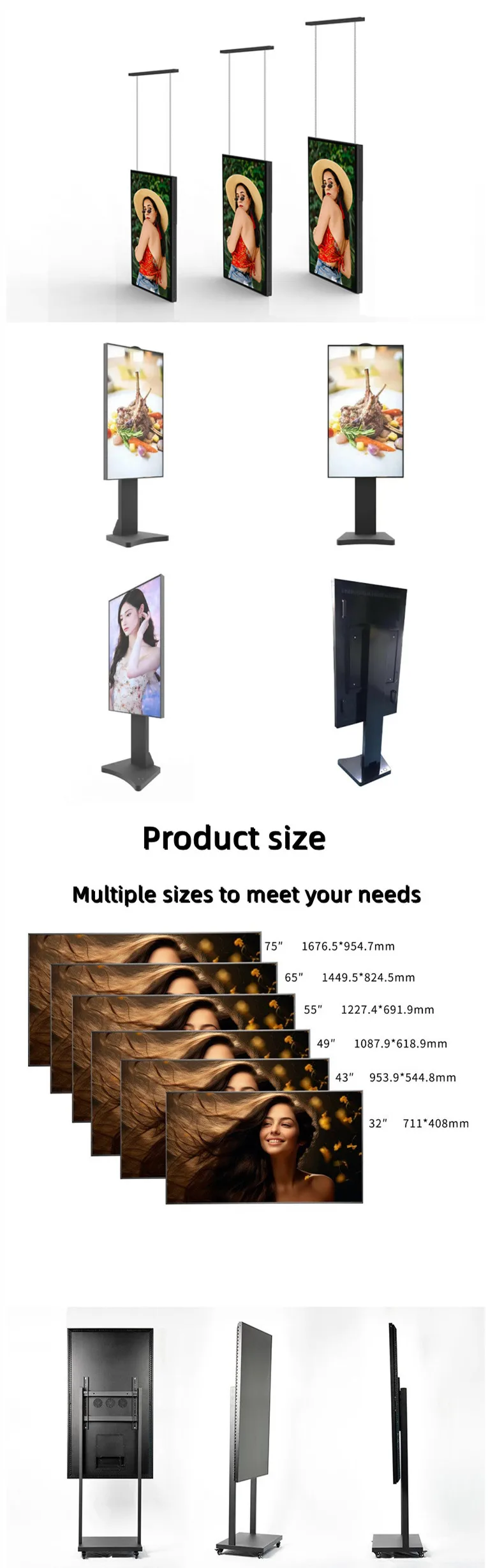 digital stand  Advertising Digital Signage  Shop 55 Inch 3000 Nit High Brightness Facing Window Lcd Screen Display details