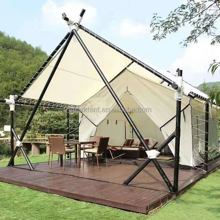 Outdoor 4 Season Resort Glamping Safari Canvas Tent Prefab House With 2 ...