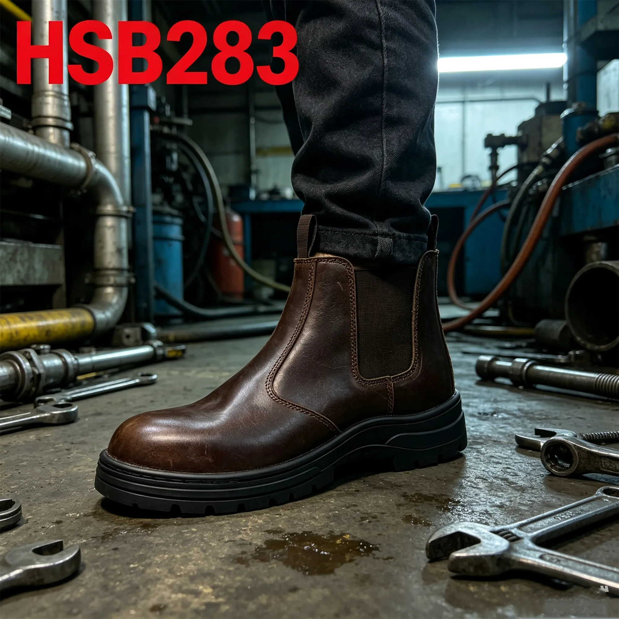ZYF,Top Level Crazy Horse Leather Pull on Style Safety Shoes Pipeline Inspection Steel Toe&midsole Insert Work Boots HSB283