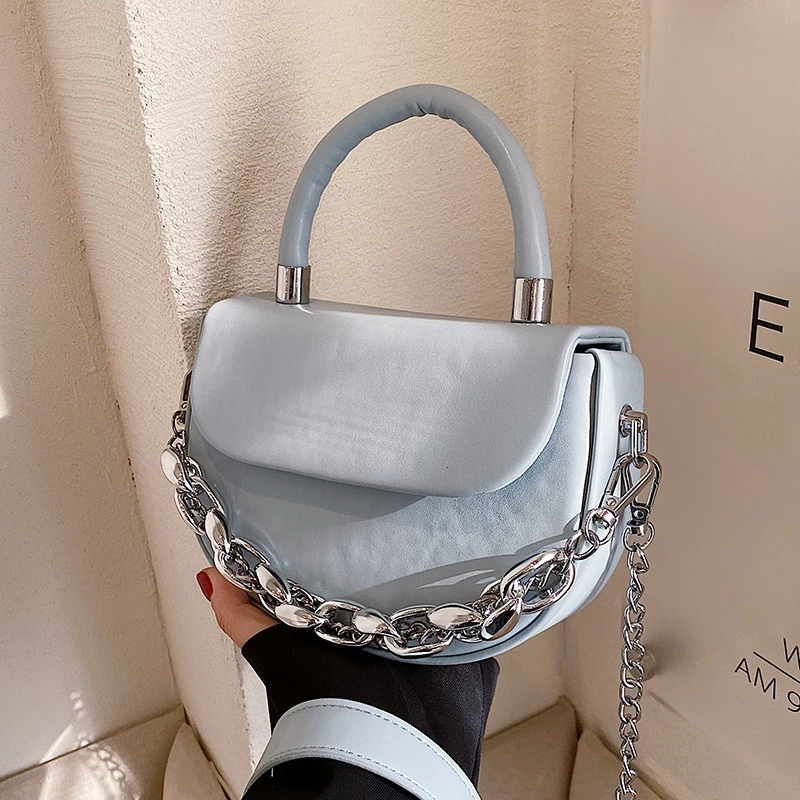 2022 New Fashion Thick Chain Small Purse Women Hand Bags Ladies Shoulder  Bag Pu Leather Mini Handbags
