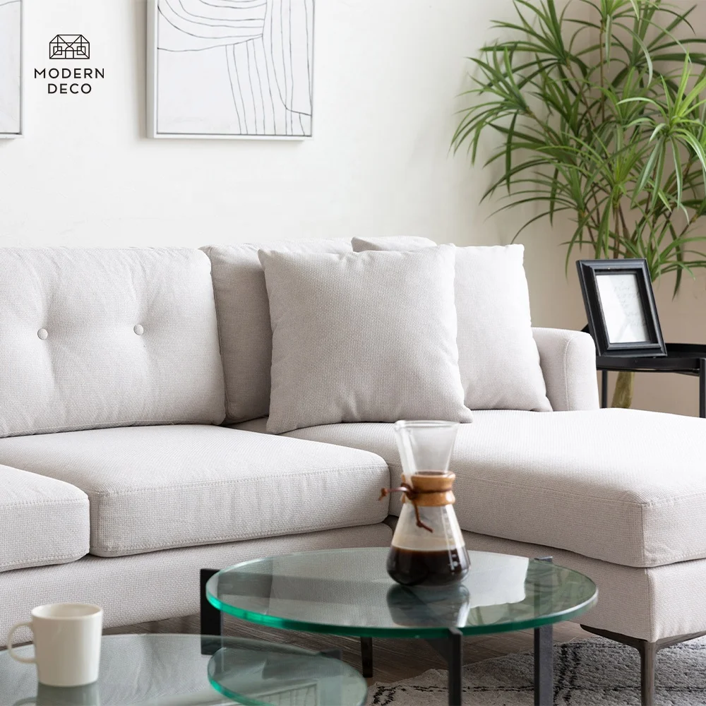 Versatile 2P+Couch Sectional Fabric Sofa in Beige for Living Room Furnititure Set Ergonomic Design and Easy Assembly