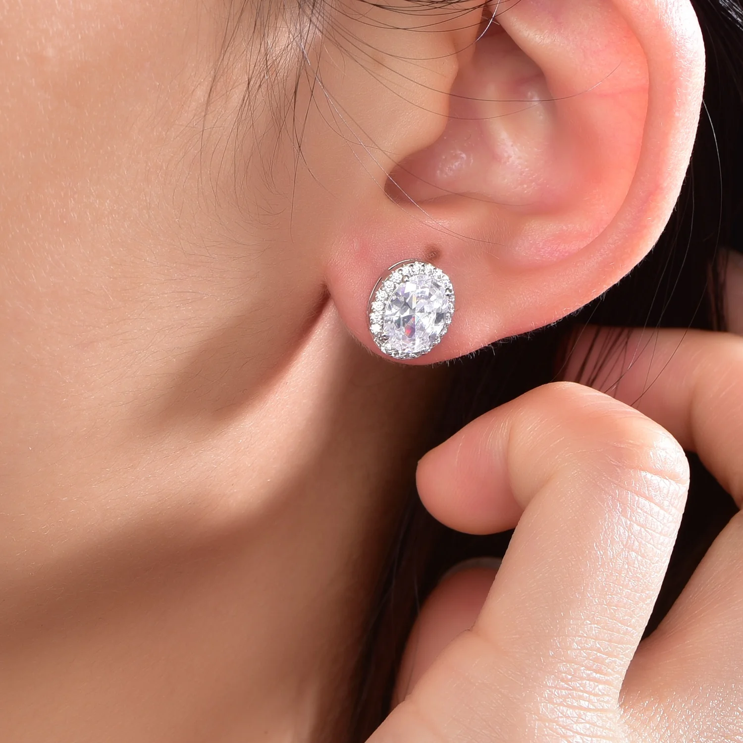 Sterling silver earrings 925 Stud Ear rings Hypoallergenic Cubic Zirconia CZ Earrings 3-8mm Stud Earrings