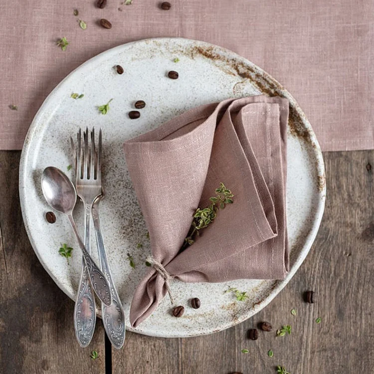 Устойчивые столовые льняные салфетки/свадебные салфетки с каменной нитью для мытья окрашенные