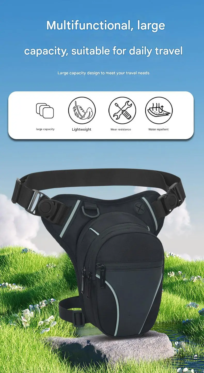 Multi-Function Outdoor Sports Chest Bag for Water-Repellent Motorcycle Luggage Saddlebags Leg Bag Mobile Phone Storage for