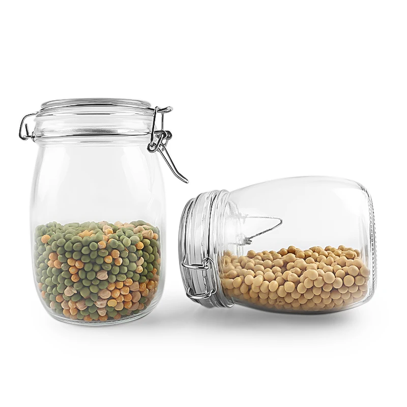 Top Quality Food Grade 500ml / 1000ml / Round Glass Storage Jar with Lock  Lid - China Glass Jar and Storage Jar price