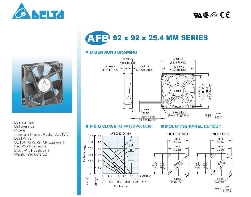 Original electric axial flow cooling fan AFB0924VH 24V DC cooling fan