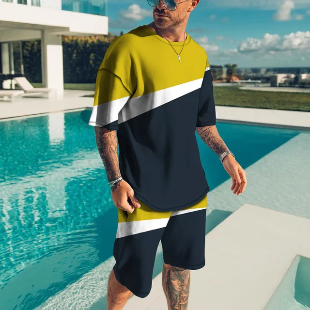 2023 Newest Men T Shirt Set 3D Print Cool Men's Clothes Outfits Casual Beach Shorts Suit Street Popular Tracksuit 2222_voghion.com