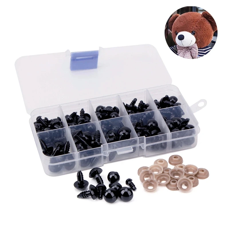 100pcs Black Plastic Safety Eyes For Toys Doll Crafts Teddy Bear Dolls ...