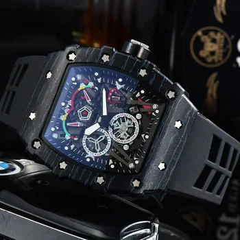 Hot Selling Men's Luxury Brand New Glass Watch Automatic Date Wood Grain Dial Skeleton Watch Men's Quartz Watch