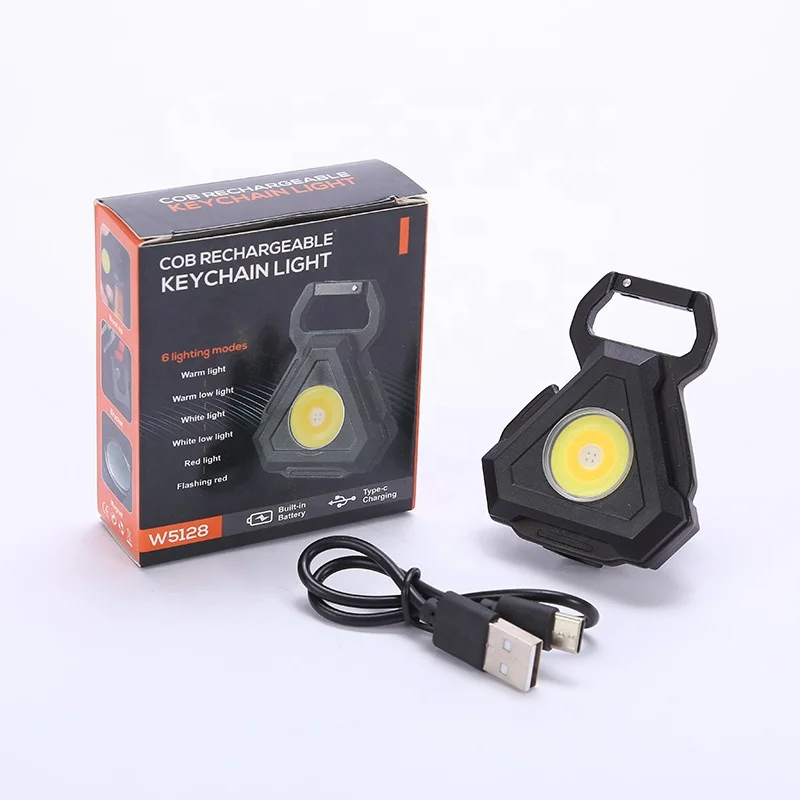 Triangle Strong Magnetic 24 COB Mini Recharge Torch Light COB Rechargeable Keychain Light with Bottle Opener Multi Function