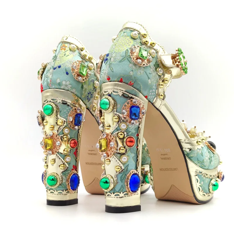 Xinzi Rain Fashion Design Ladies Shoes Peep Toe Baroque Crystal 13cm ...