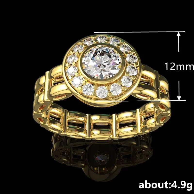 Huitan 2022 New Arrival Korean Style Luxury 18k Gold Plated CZ Cubic Zirconia Rings Bling Crystal Ring for Women