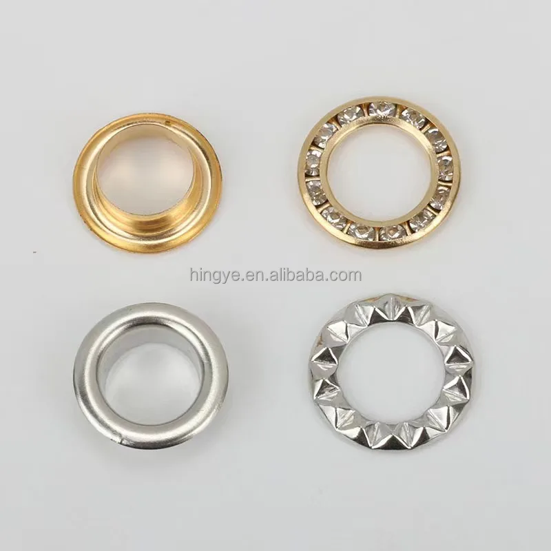 Metal Eyelet Brass Rhinestone Metal Grommet And Washers For Garment