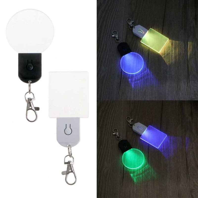 Flash Key Light Blank Acrylic Keychain Rgb Colors Flashing Key Ring Led 3d Optical Mini ...