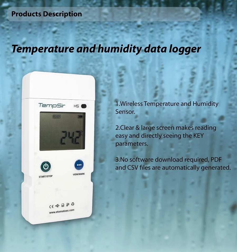USB Temperature Humidity Data Logger Reusable RH TEMP Datalogger Recorder Y5R1 
