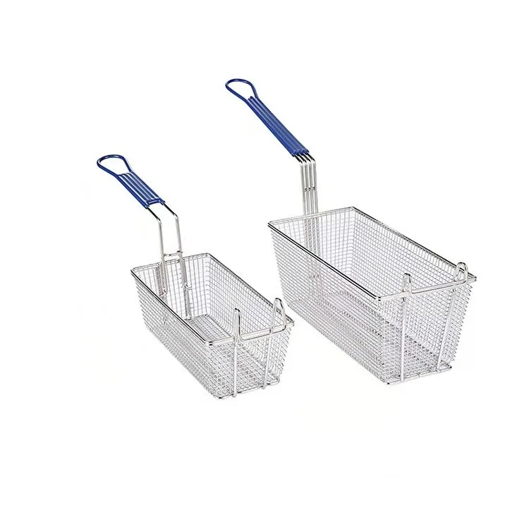 Perforated Strainer Kitchen Accessories Rectangle Fry Chicken Basket Restaurant Stainless Steel KFC French Fries Fryer Basket