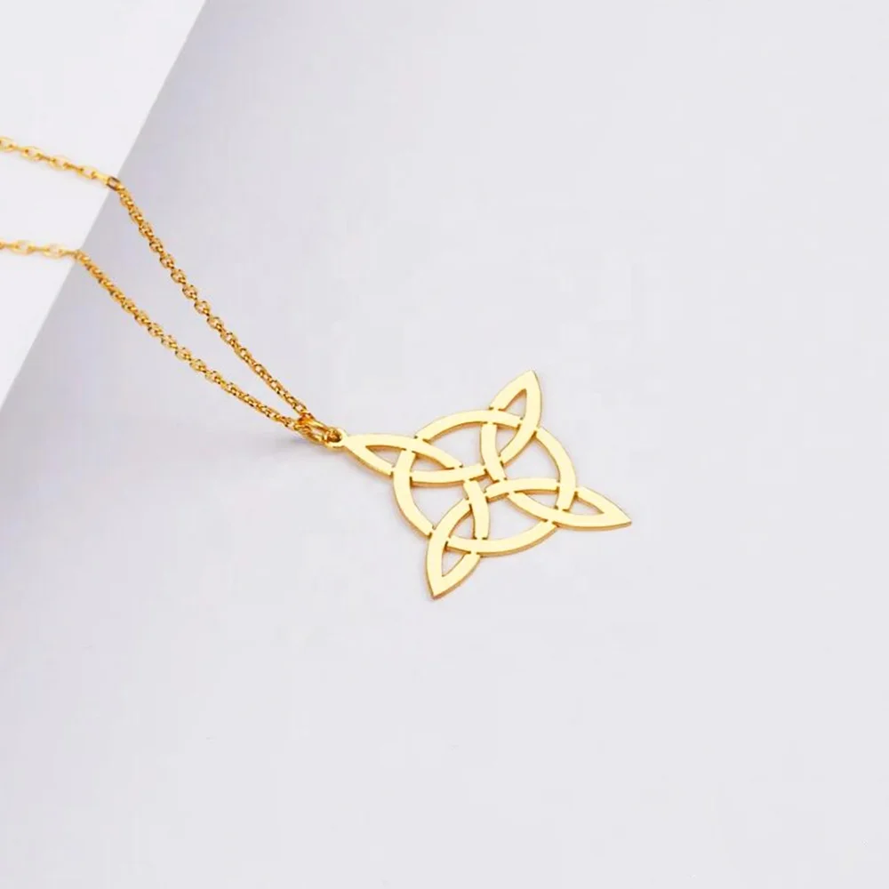 Witch Knot Necklace Stainless Steel Jewelry Gold Plated Sacred Geometry