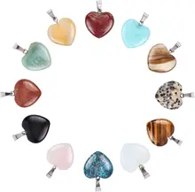 Heart Shape Quartz Gemstone Stone Charms Healing Stone Beads Pendants for Valentine's Day Necklace Jewelry Making