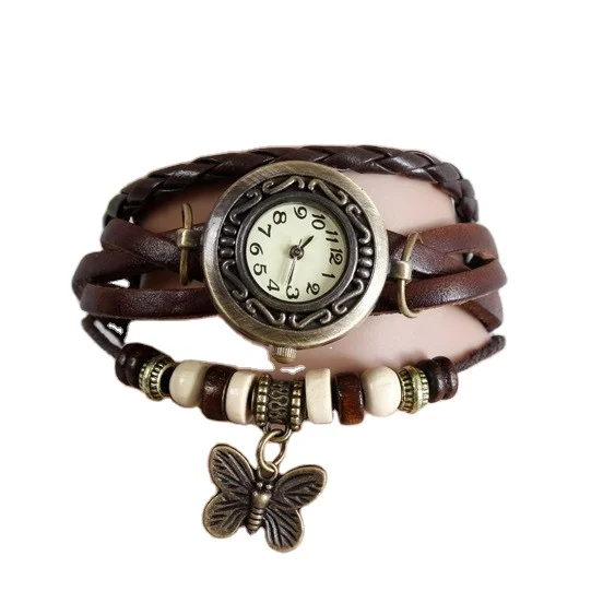 New Fashion Casual Leather Watch Vintage Hand Knit Women  display picture 1