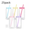 16oz doble pared transparente con tapa de color