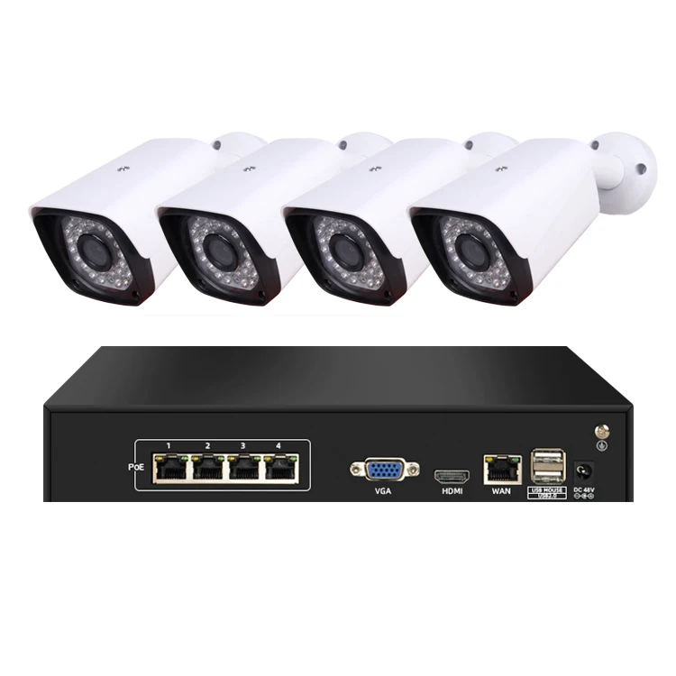 
Outdoor Waterproof CCTV Surveillance Camera Kit Low Price H.265 4 Channel 5MP NVR CCTV Security System IP 66 Auto IR-CUT Ce,rohs 