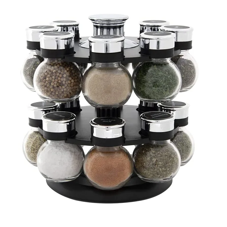 Countertop Revolving Stainless Steel Seasoning Storage Organization ...