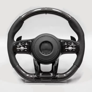 For Mercedes Benz W204 W213 W222 E-Class Leather Carbon Steering Wheels Custom For Gle E C GLE450 GLE350 W204 W211 W203 W222